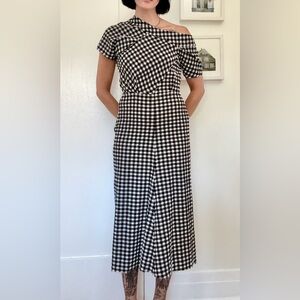 Rachel Comey Pout Gingham Stretch-Cloqué One-Shoulder Midi Dress Size 2